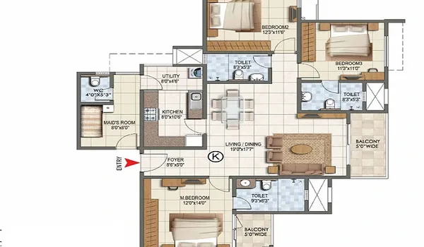Featured Image of Prestige Falcon City Reserve 3 BHK Floor Plan
