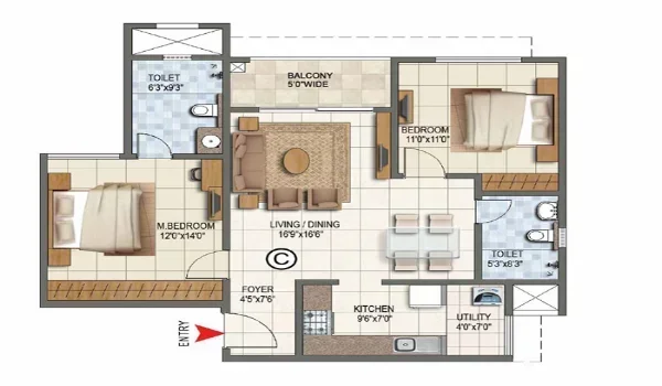 Featured Image of 2 Bhk Apartment Floor Plan